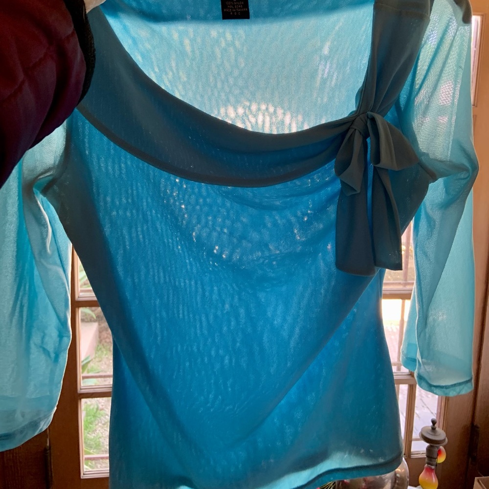 INC SEXY TURQUOISE MESH TOP